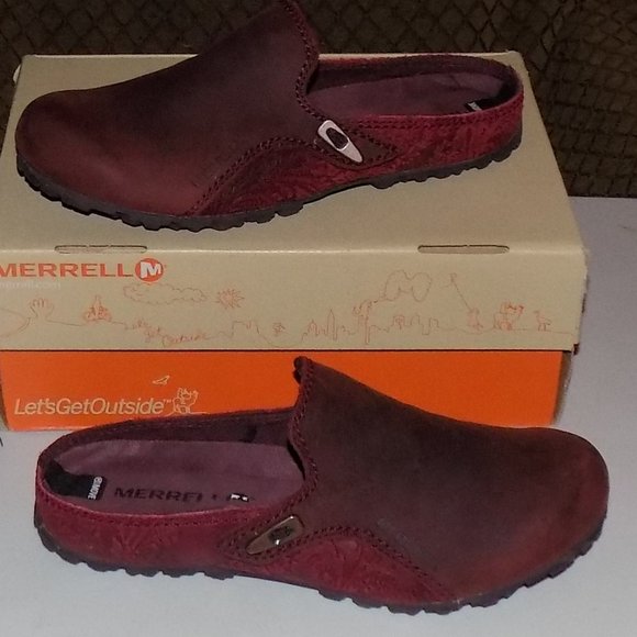 Like New Merrell Haven Slide Burgundy Leather EU36 US6 - Picture 1 of 8